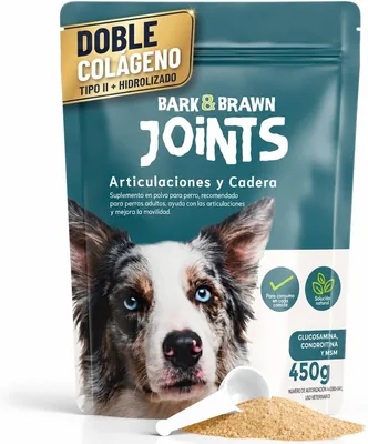 BARK & BRAWN Joints Suplemento para Articulaciones y Cadera para Perros | Glucosamina, Condroitina y MSM | Colágeno Tipo II e