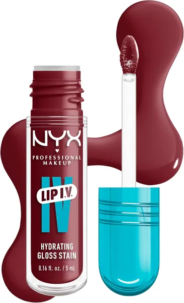 NYX Professional Makeup Lip IV Hydrating Gloss Stain, Lip Gloss, Up to 12HR Hydration, High Pigment, Wet Shine Finish, Drippin' In Rose