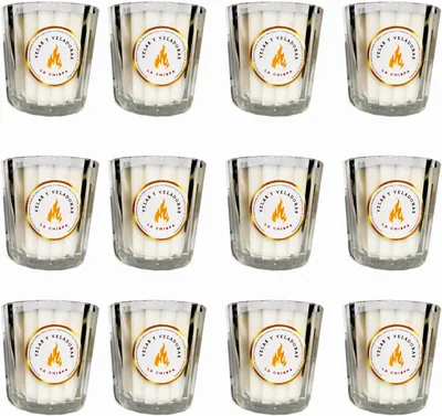 Veladoras Blancas en Vaso de Vidrio 65 g Parafina Sin Aroma - Paq. 12 | Mejor Precio