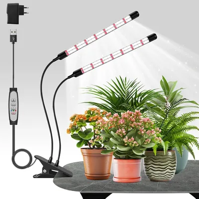 Två Head Plant Lampa LED V-förmig Plantlampan Full Spectrum Vamplicht för Planter Inomhus