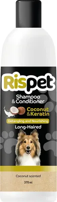 Shampoo e Condizionatore RISPET a Base di Cocco e Keratina per Cani e Animali dal Pelo Lungo, Formula Delicata