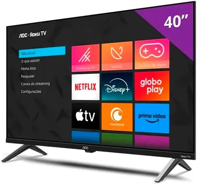 TV Smart 40" AOC Roku TV DLED Full HD 40S5045/78G - Bivolt - Melhor Preço