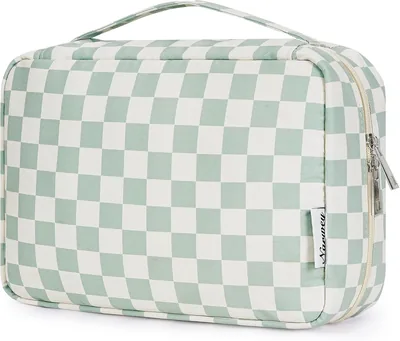 Reizen Hangende Toilette Zak voor Cosmetica Make-up Organizer voor Vrouwen Meisjes Kinderen Waterdicht (Mintgroene Schakering patroon)