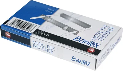 Bantex Metal File Fastener Set with Sliding Lock Clip - 50 Pieces