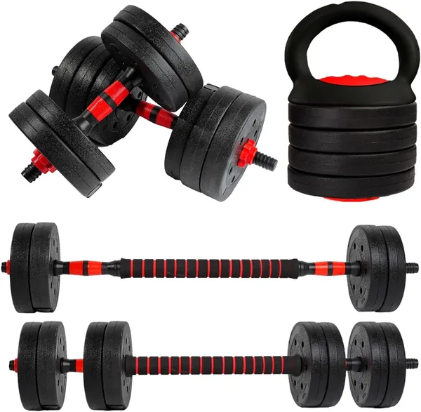 Unycos Adjustable Dumbbells Cement Discs | 10-40 kg with Straight Connecting Bar
