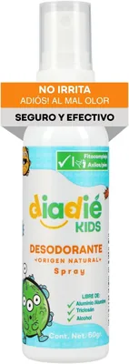 Diadíe Kids - Desodorante Natural para Niños - Axilas y Pies - Atomizador - Elimina Olores - Controla Humedad - 1 Pieza (12% Off)