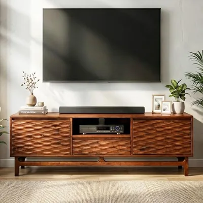 Acacia Elara 71" Solid Wood TV Stand Walnut