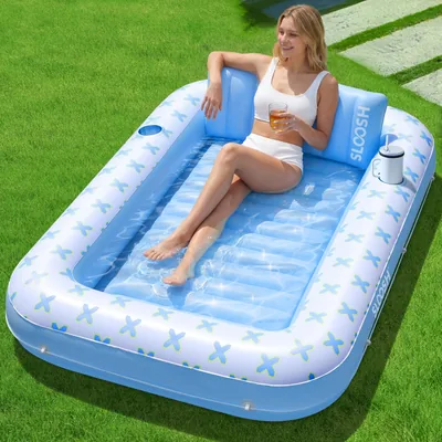 SLOOSH Inflatable Lounger, 4-in-1 Flotande Lovgner med Kussin, 178cm x 117cm, Best Price