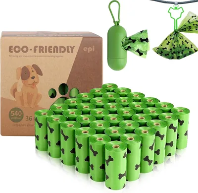 ESRAIN 540 Bolsas para Popo de Perro Biodegradables en 36 Rollos con Dispensador y Clip, Oferta Especial 10% de Descuento
