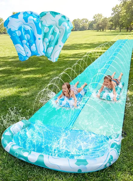 JOYIN 22.5FT Vattenslipp och 2 Bokhandlar Trädpil i Trädgård Non-Slip Vattenslipp Gartnspel Med Byggnad Sprinkler