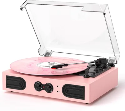 Vintage Pink Belt Drive Turntable - 3 Speed