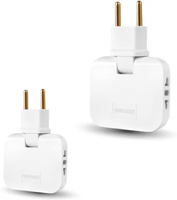 Enchufes planos de 2 unidades con toma de corriente giratoria de 180° | Enchufe ladrón | Ideal para muebles