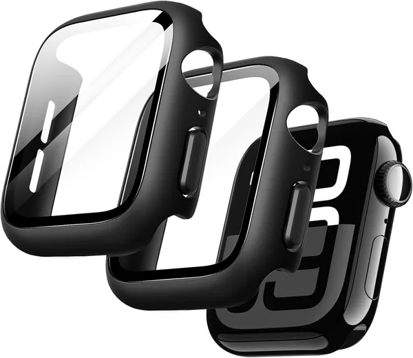 JETech Case with Screen Protector for Apple Watch Series 11/10 46mm, Overall Protective Cover, Built-in Tempered Glass Film High Sensitivity, 2 Pack (Black)