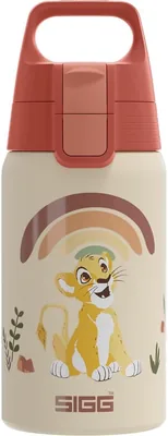 Sigg Kindertrinkflasche aus Edelstahl, Schild 1 Disney Lion King, geeignet für Kohlensäuregetränke, leckagesicher, Licht