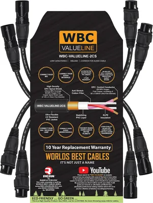 WBC-VALUELINE-2CS (22 AWG) 4x 1.5FT Balanced Microphone, Low Capacitance Shielded