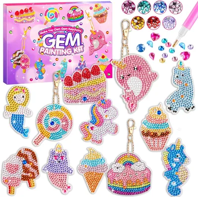 HGRGHH Craft Girl 6-12 År, 5D Diamantmaling Nyckelkett, Kritsset för Barn 6+