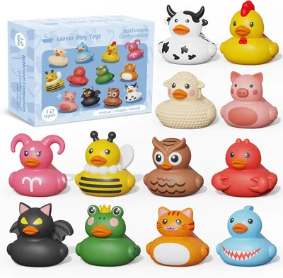 12PCS Rubber Ducks Bath Toys for Kids Aged 18 Months+