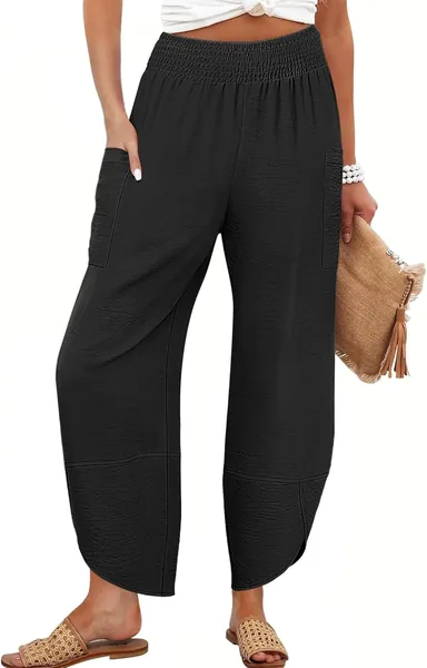 ANRABESS Womens Wide Leg Palazzo Capri Pants 2026 Summer Casual Loose High Waisted Lounge Flowy Cropped Beach Work Trousers