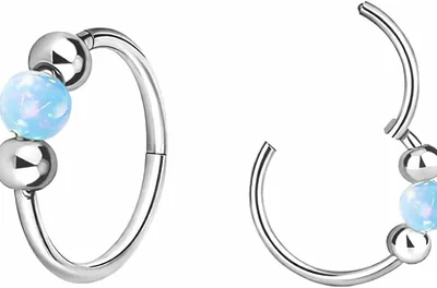 Opal Silver Surgical Steel Huggie Hoop Earrings