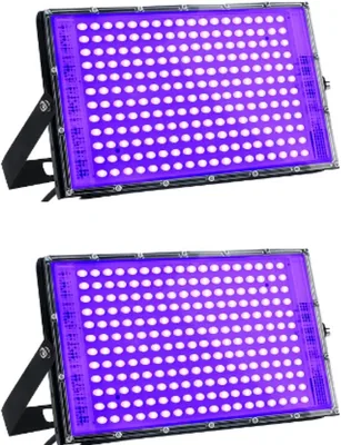 Gugxiom 2x Luz Negra LED 100W, Foco Impermeable IP66 para Pósteres Fluorescentes y Fiestas Neon (Halloween)