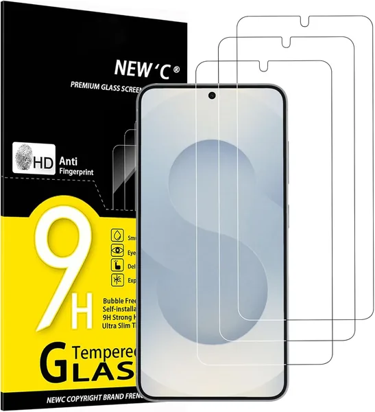 NEW'C Pack of 3 Tempered Glass Screen Protector for Samsung Galaxy S25