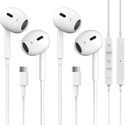 2 Packs USB C Headphones iPhone Type C Earphones Noise Cancelling Best Deal