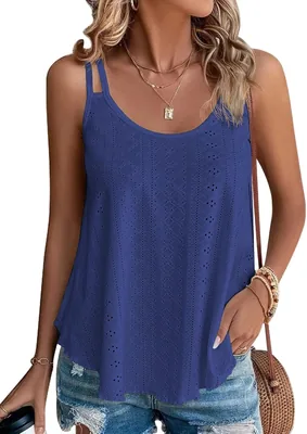 Top sans manches DUOEASE pour femme - Col rond - Spaghettis - Été