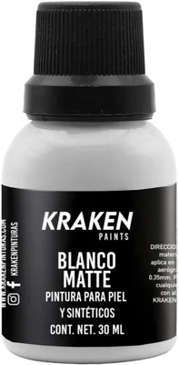 KRAKEN - Pintura profesional para cuero, sintéticos y textiles - Colores Básicos (Blanco Matte) Mejor Oferta