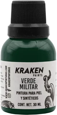 Kraken - Pintura profesional para cuero, sintéticos y textiles - Colores Básicos (Verde Militar) - Mejor Precio