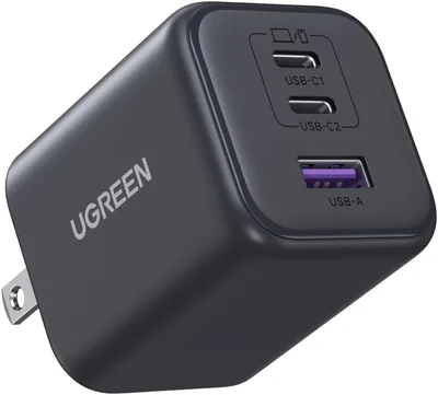 UGEN 45W Cargador Tipo C GAN Portátil, PD 3 Puertos USB C y USB A, Carga Rápida 2.0 para Samsung Galaxy S25/S24/S23/S22 Ultra (22% Off)