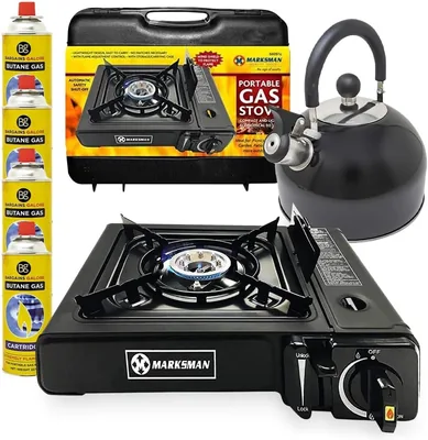 3 in 1 Camping Stove Kit - Gas Burner & Kettle
