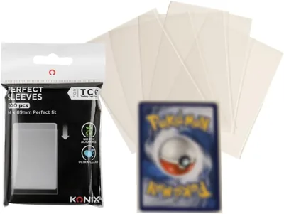 Konix Perfect Sleeves 64 x 89 mm - 100 Poches Compatibles Lorcana Magic The Gathering Pokémon - Clair