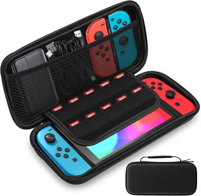 Sac de transport Lrocotanc Noir pour Nintendo Switch et Switch OLED - Étui de protection Switch - Coque avec 10 accessoires