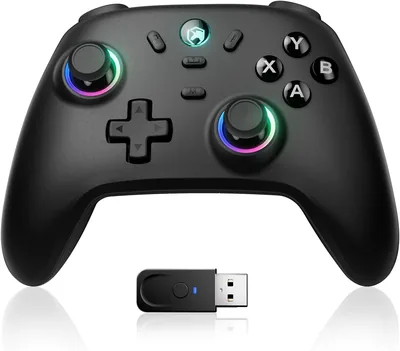 Manette PC ECHTPower, Manette de Jeu Sans Fil avec Effet Hall, 1000Hz, 3 Modes (2.4G/Bluetooth/Filaire), Turbo, Vibrant