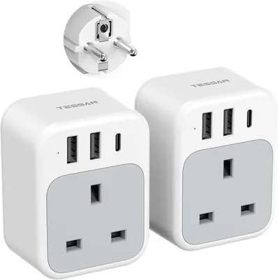 TESSAN UK to Europe Plug Adapter 20% Off