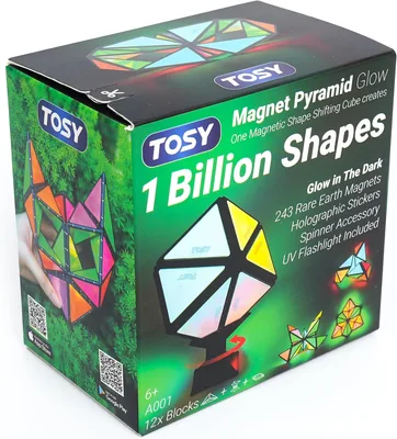 TOSY Magnet Pyramide Glühen - 1 Würfel bildet 1 Milliarde Formen, 12 Teile, 243 Magnete, Leuchtend, Holografisches Magnetpuzzle (56% Off)