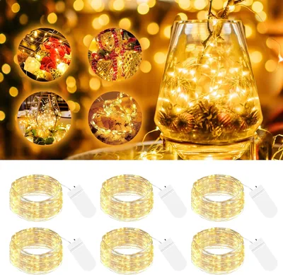 btfarm LED-Lichterkette, 2 m, 20 Lichter, Batteriebetriebene Mini-Lichterkette mit Mikro-Draht