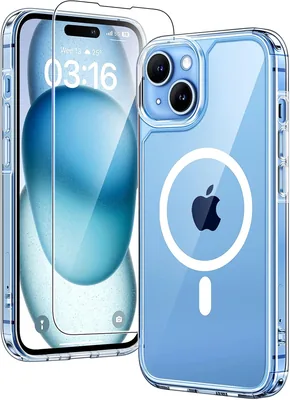 TAURI iPhone 15 6.1" Fallskydd med Temperat Glas, Kompatibel med MagSafe, Militärkvalitet, Ingen Färgning