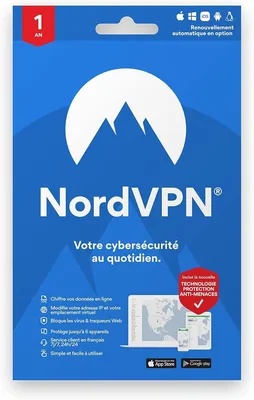 NordVPN Standard, 10 appareils, 1 an, VPN & cybersécurité, livraison postale - Meilleur prix