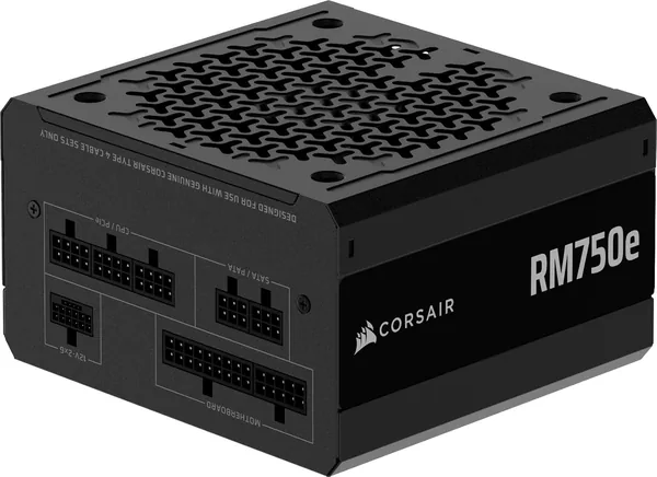 CORSAIR RM750e (2025) Low Noise Fully Modular ATX Power Supply with 12V-2x6 Cable - ATX 3.1 and PCIe 5.1 Compliant, Cybenetics Gold Efficiency, Capacitors at 105 C - Black