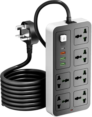 INFLUX 6-Outlet Extension Cord with USB & C-Type Plug, Surge Protector