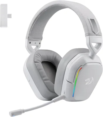 Headset Gamer Sem Fio Redragon Mira 7.1 RGB Bluetooth 2.4GHz P3 Branco - H868W