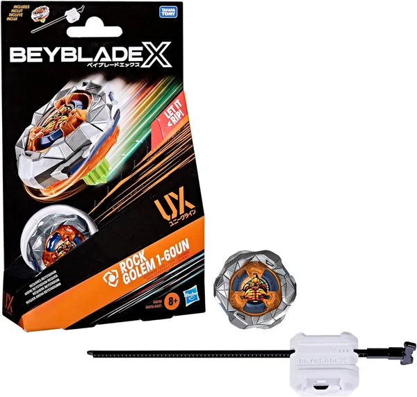 Hasbro Beyblade X Rock Golem 1-60UN UX Starter Pack Set with Top and Launcher