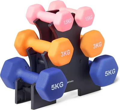 Amazon Basics Neopren Hanteln Gewichte - 2er-Set, 1kg bis 5kg