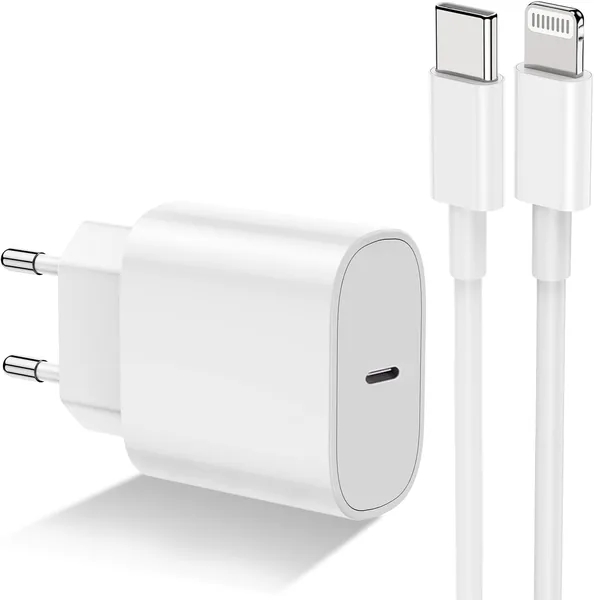 Chargeur rapide iPhone 14/13/12/11 - Certifié Apple MFi 20W Adaptateur USB C + Câble original 2m