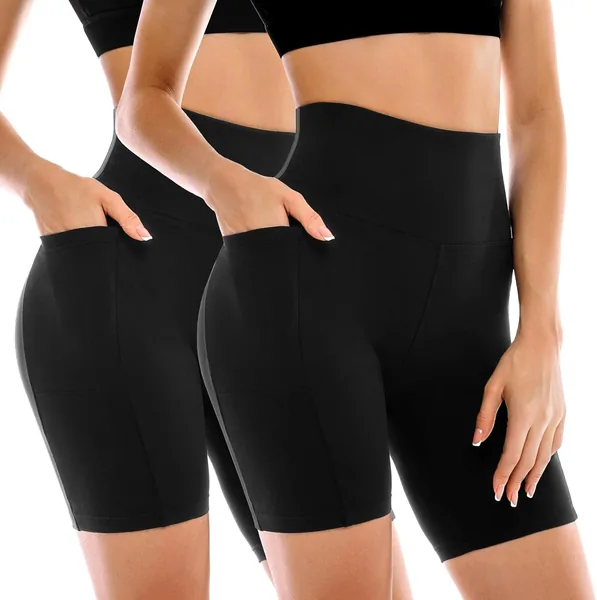 Leafigure 2 Pack Womens Biker Shorts with Pockets