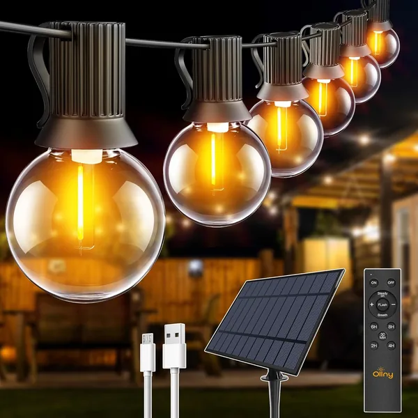 Ollny Solar Lights Outdoor Garden 10m Waterproof Festoon Light with Remote