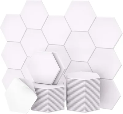 Panneaux acoustiques auto-adhésifs TONOR - Pack de 48, 30 x 26 x 1 cm - Isolant acoustique hexagonal