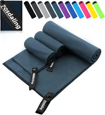 Microfasertuchset 3 Stück - Groß 200 x 100 cm und 2 Klein 80 x 40 cm, Schnelltrocknendes Sporttuch für Reisen