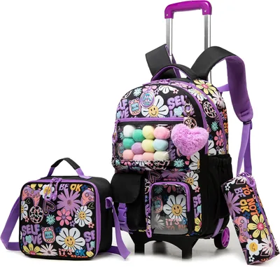 Sac à dos HTgroce pour filles avec sac à sandwich et étui à crayons inclus - Parfait pour l'école et les voyages